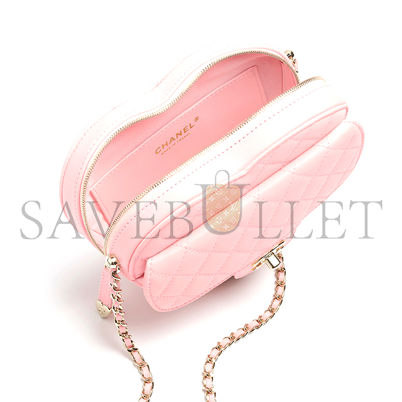 CHANEL HEART BAG LAMBSKIN IN LIGHT PINK AS5764 (18*18*5.5cm)